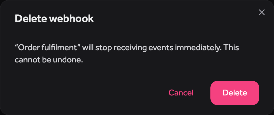 Deleting a webhook