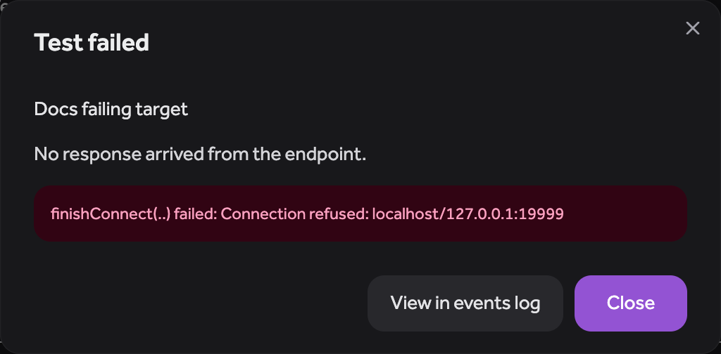 A failed test send