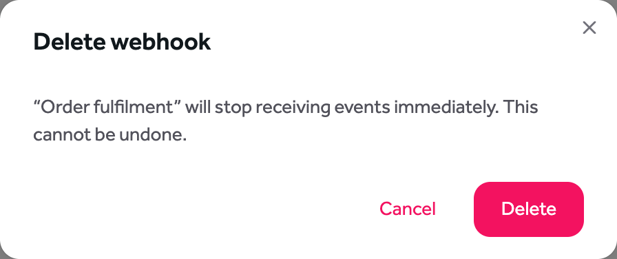 Deleting a webhook